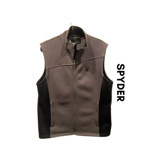 Spyder Mens Gray & Black Full-Zip Fleece Vest M - Picture 1 of 6